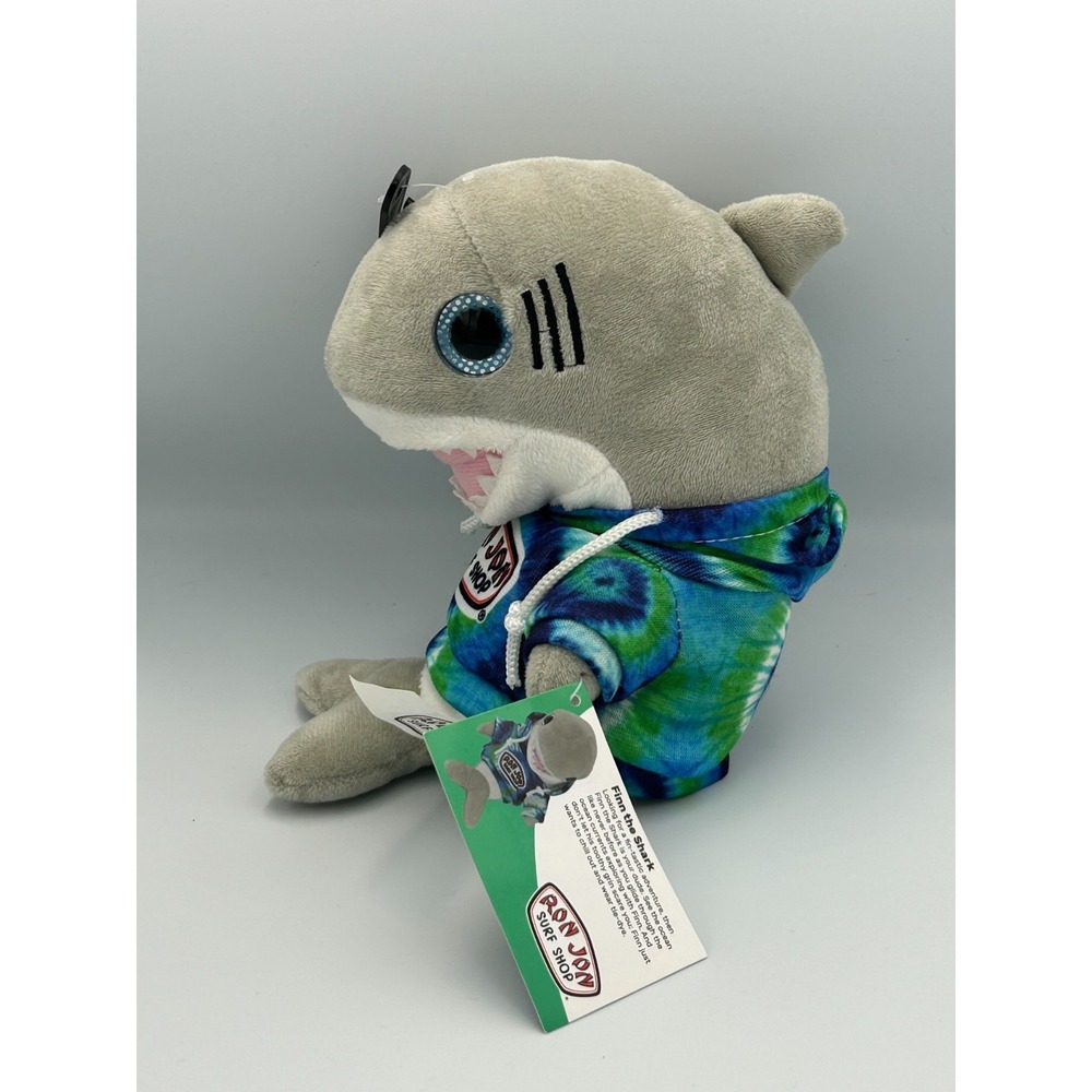 Ron Jon Surf Shop FINN the SHARK‎ Plush Tie-Dye Hoodie Coco Beach Florida -New